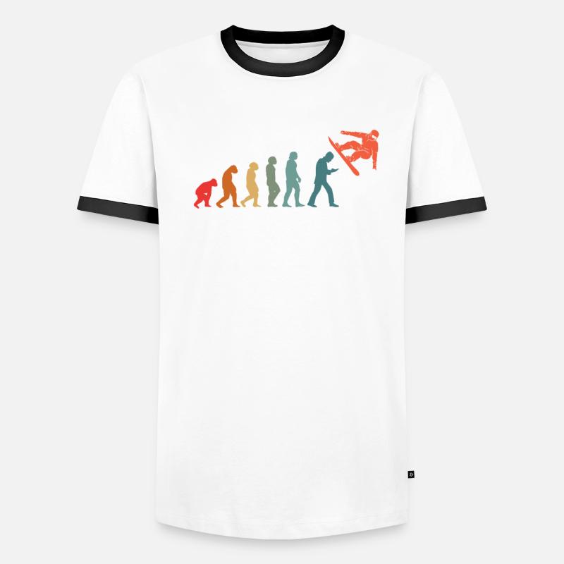 Snowboard Snowboarding Evolution Snowboarder T-shirt contrasté Homme