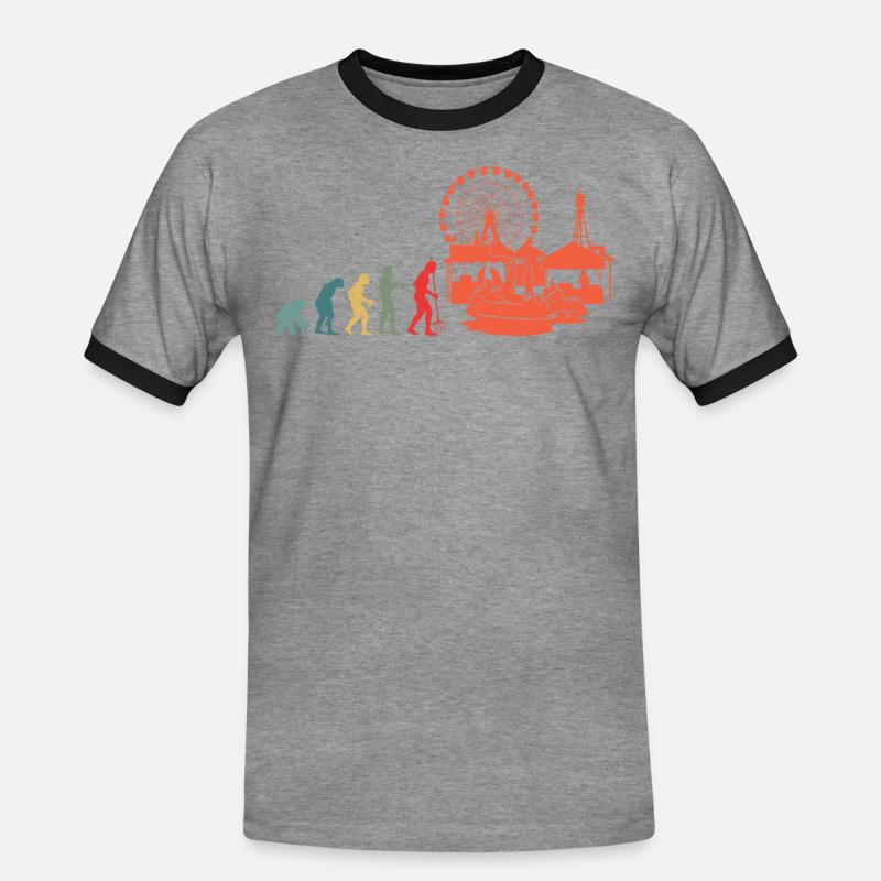 Evolution Freizeitpark Jahrmarkt Rummelplatz - Männer Kontrast-T-Shirt - Grau meliert/Schwarz