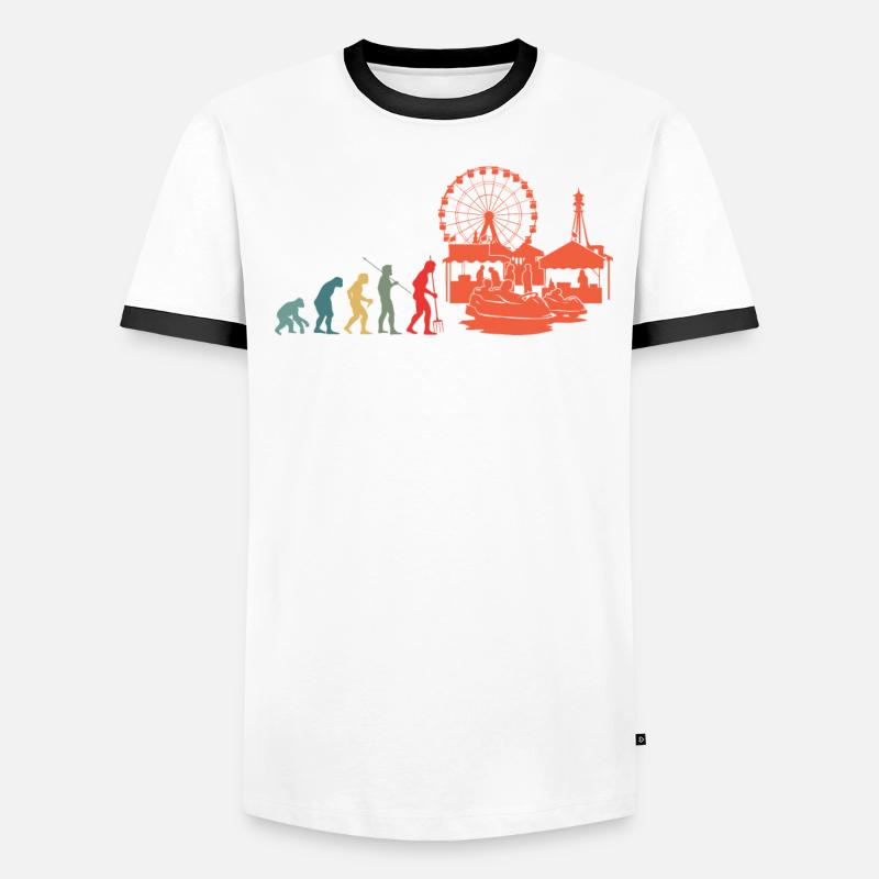 Evolution Freizeitpark Jahrmarkt Rummelplatz Männer Kontrast-T-Shirt