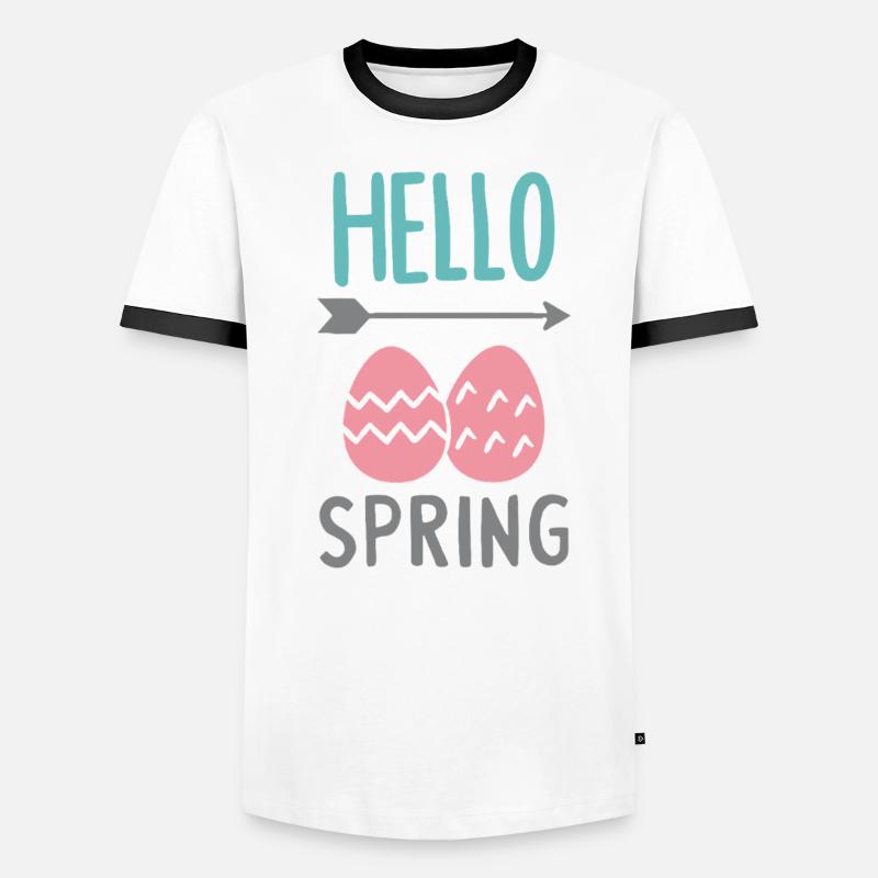 Hello Spring Spring Design with Easter Eggs Men's Ringer Shirt