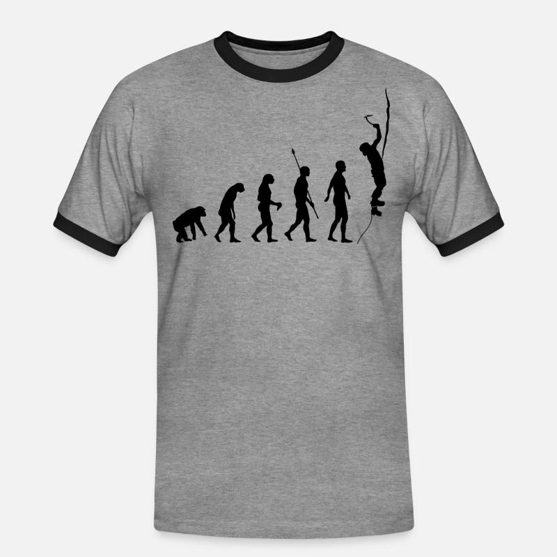 Evolution des Menschen, Eisklettern, Eiskletterer - Männer Kontrast-T-Shirt - Grau meliert/Schwarz