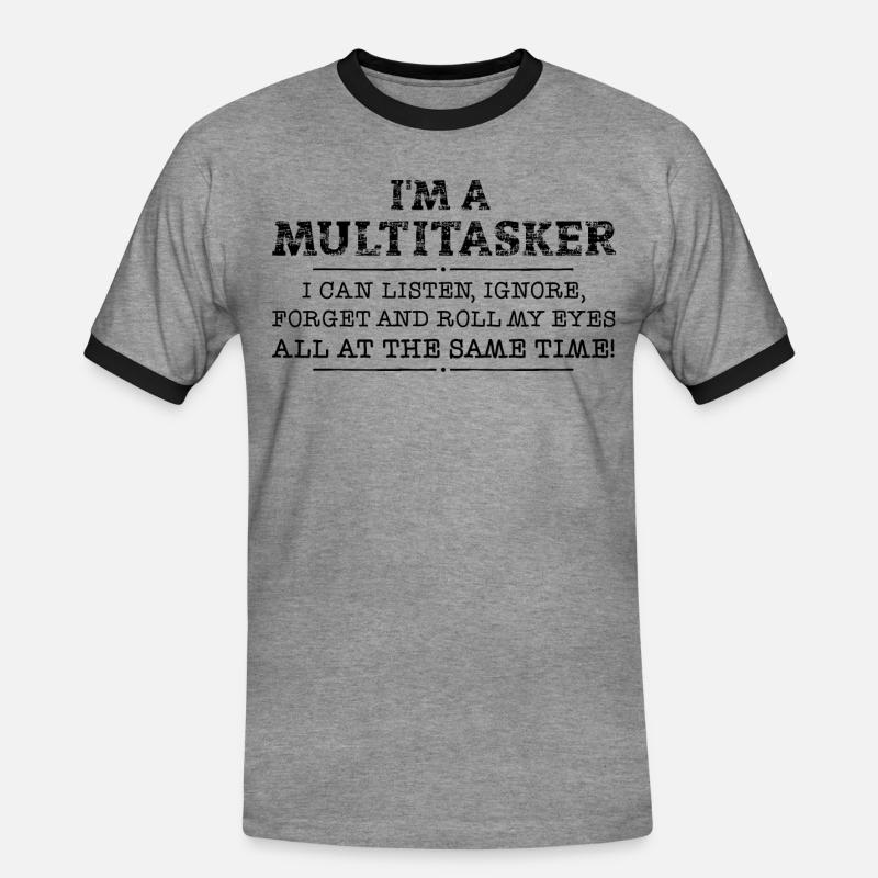 Ich bin ein Multitasker - Männer Kontrast-T-Shirt - Grau meliert/Schwarz