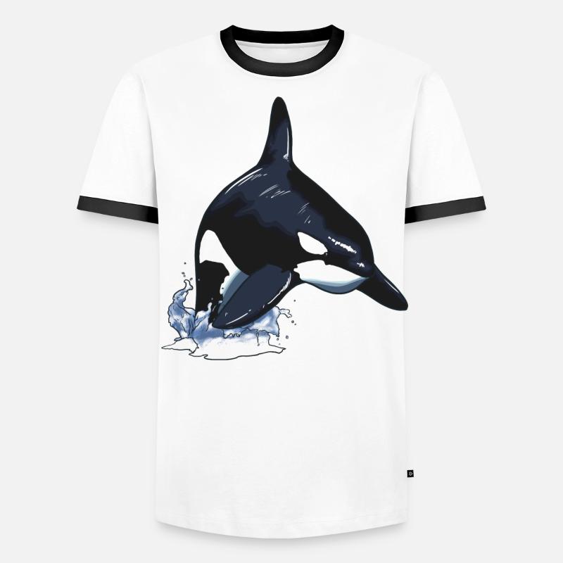 Orques orque baleine à épée saut T-shirt contrasté Homme