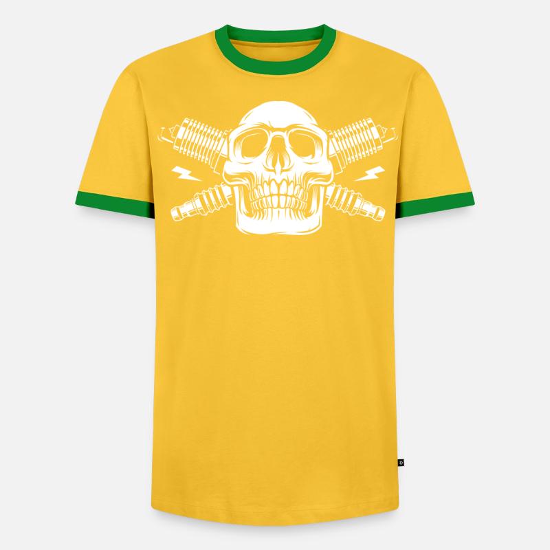 skull with spark plug - Men's Ringer Shirt - undefined