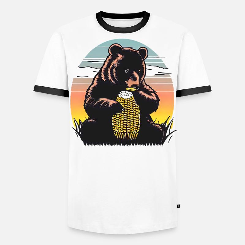 Corn cob bear in sunset Men's Ringer Shirt