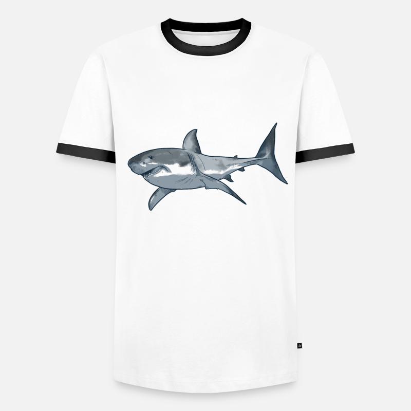 Illustration de requin blanc T-shirt contrasté Homme