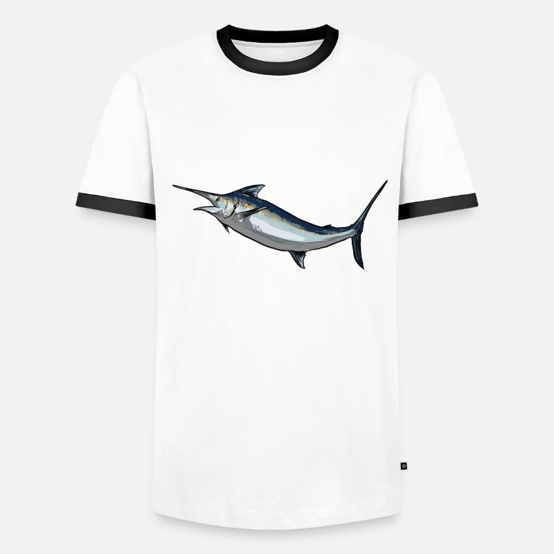Blauer Marlin Schwertfisch Fächerfisch Männer Kontrast-T-Shirt