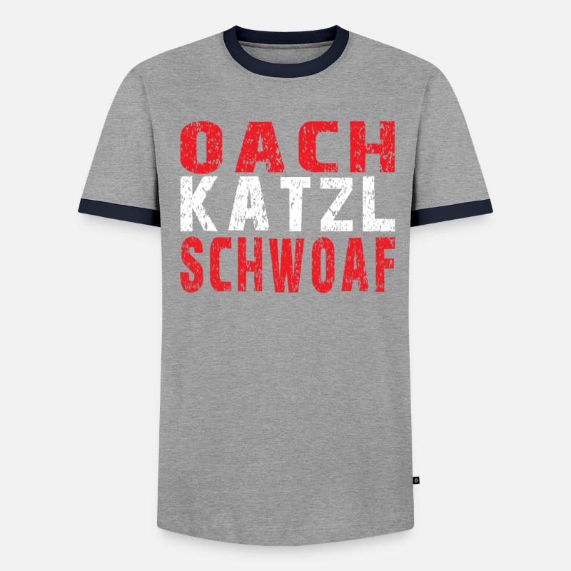 Austria dialect Oachkatzlschwoaf Austrian - Men's Ringer Shirt - heather grey/black