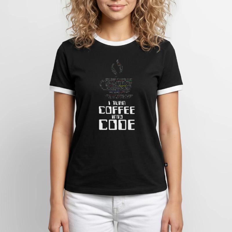Ich verwandle Kaffee in Code-Codierer, der HTML-Geschenk codiert Männer Kontrast-T-Shirt