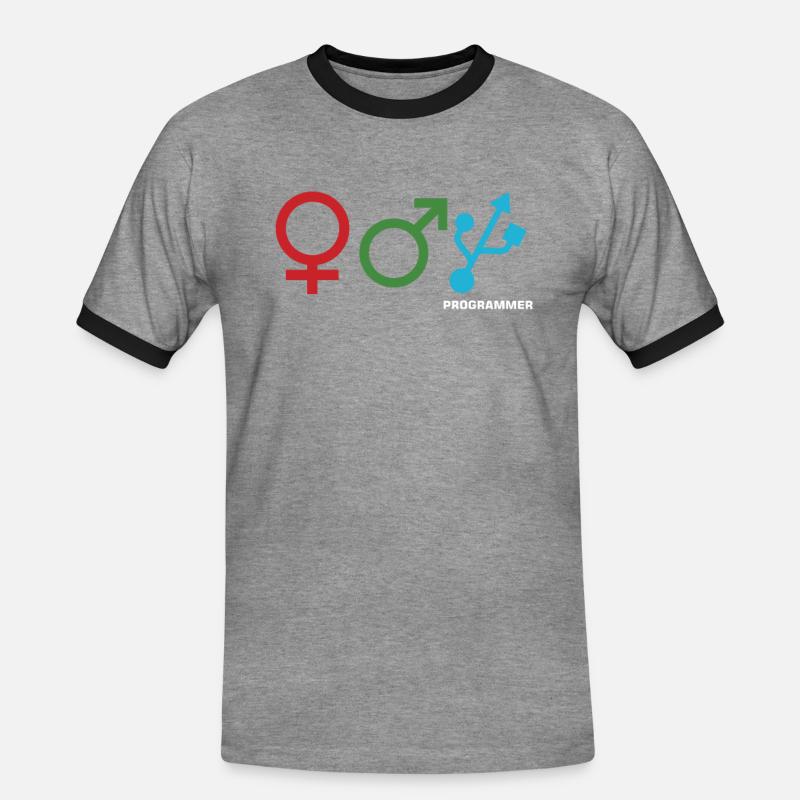 Programmieren von Entschlüsselungscodes Computertechniker - Männer Kontrast-T-Shirt - Grau meliert/Schwarz