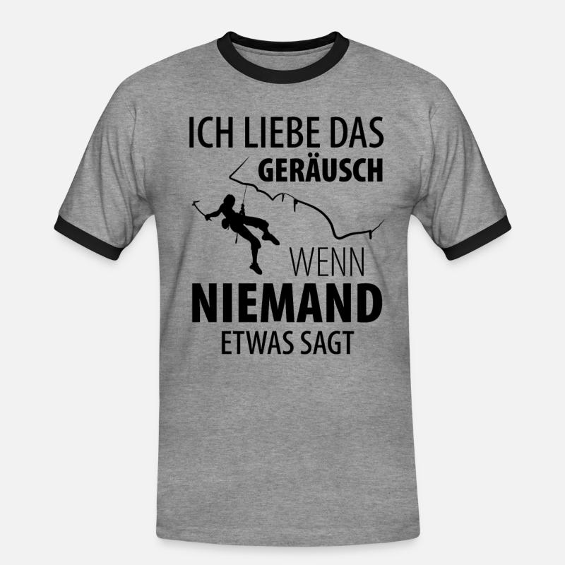 Eisklettern Eiskletterer Eispickel - Männer Kontrast-T-Shirt - Grau meliert/Schwarz