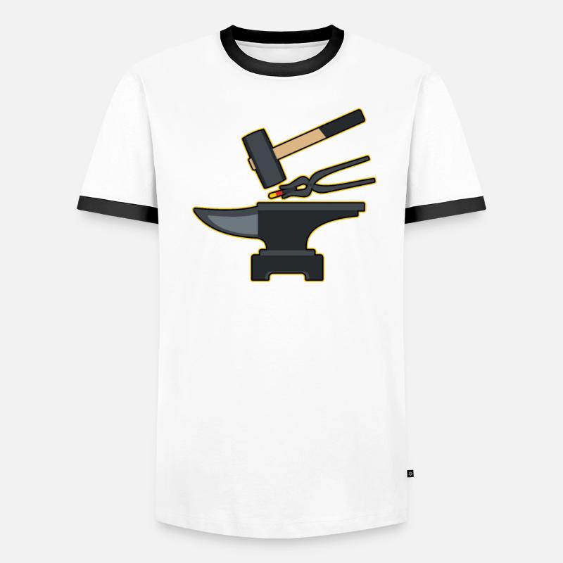 Blacksmiith Tools Hammer Anvil Forge Farrier Gift Men's Ringer Shirt