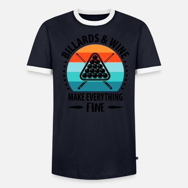 Pool Billiards Queue Billiards Player Retro Vintage Men's Ringer Shirt