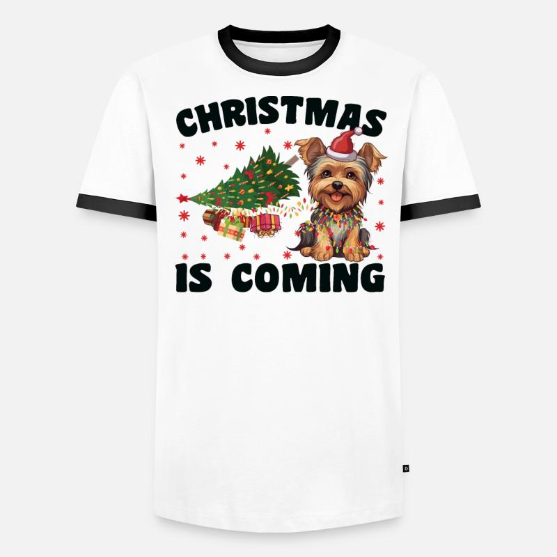 Noël arrive version chien T-shirt contrasté Homme