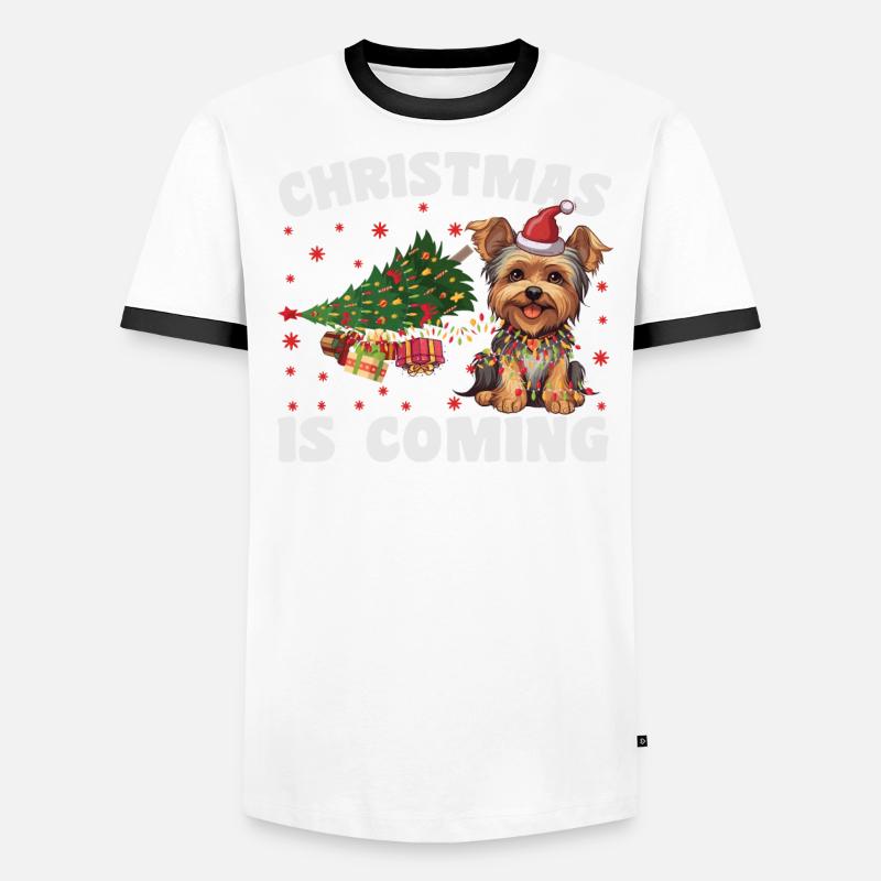 Noël arrive version chien T-shirt contrasté Homme