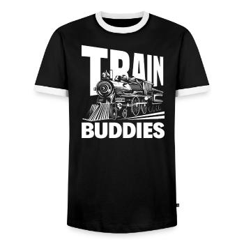 Train Buddies Amis du chemin de fer - T-shirt contrasté Homme - noir/blanc - Devant - AI Model Female 172 light (172cm) & AI Model Male 178 light (178cm)