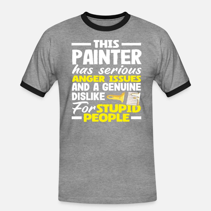 This painter has serious anger problems - Men's Ringer Shirt - heather grey/black