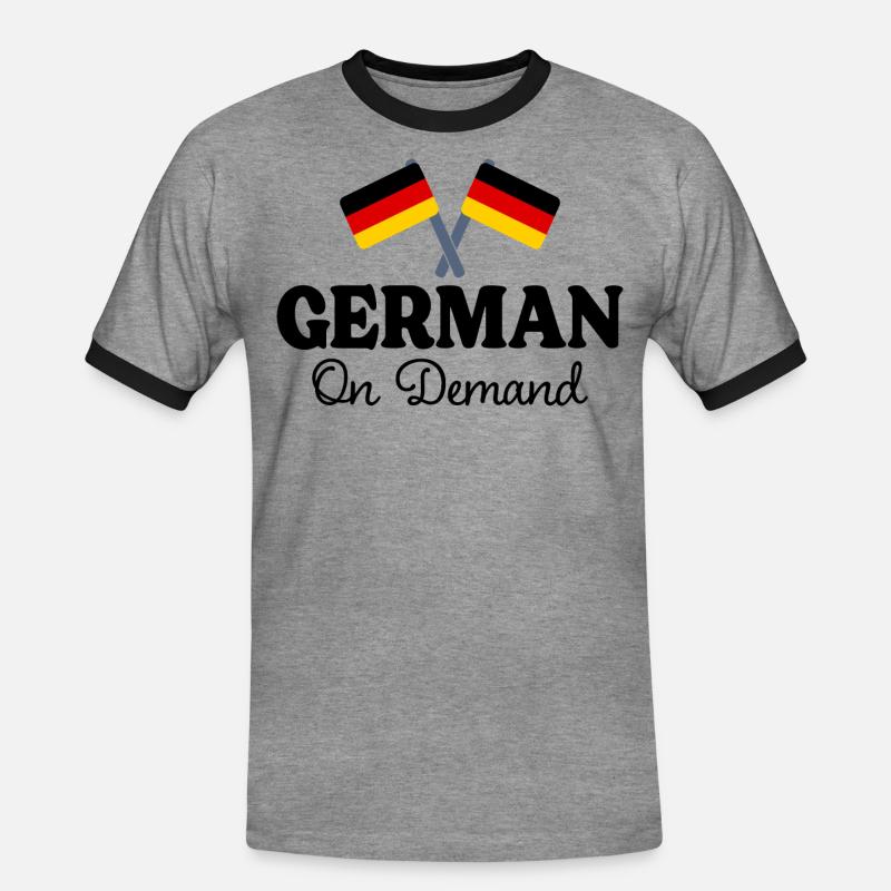 German on request German interpreter - Men's Ringer Shirt - heather grey/black