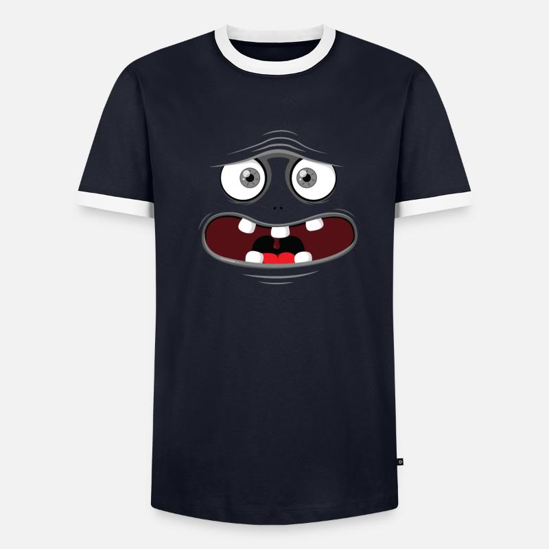 Monster-Gesicht - Grau Männer Kontrast-T-Shirt