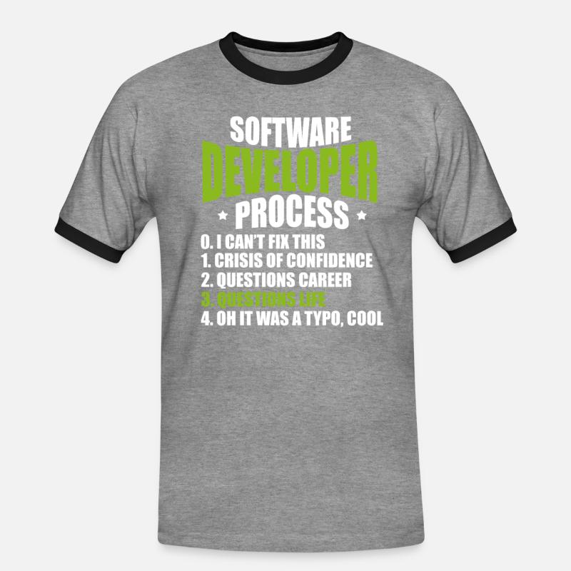 software developer - Men's Ringer Shirt - heather grey/black