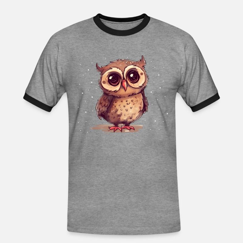 Nachteule Eule Eulen Vogel - Männer Kontrast-T-Shirt - Grau meliert/Schwarz