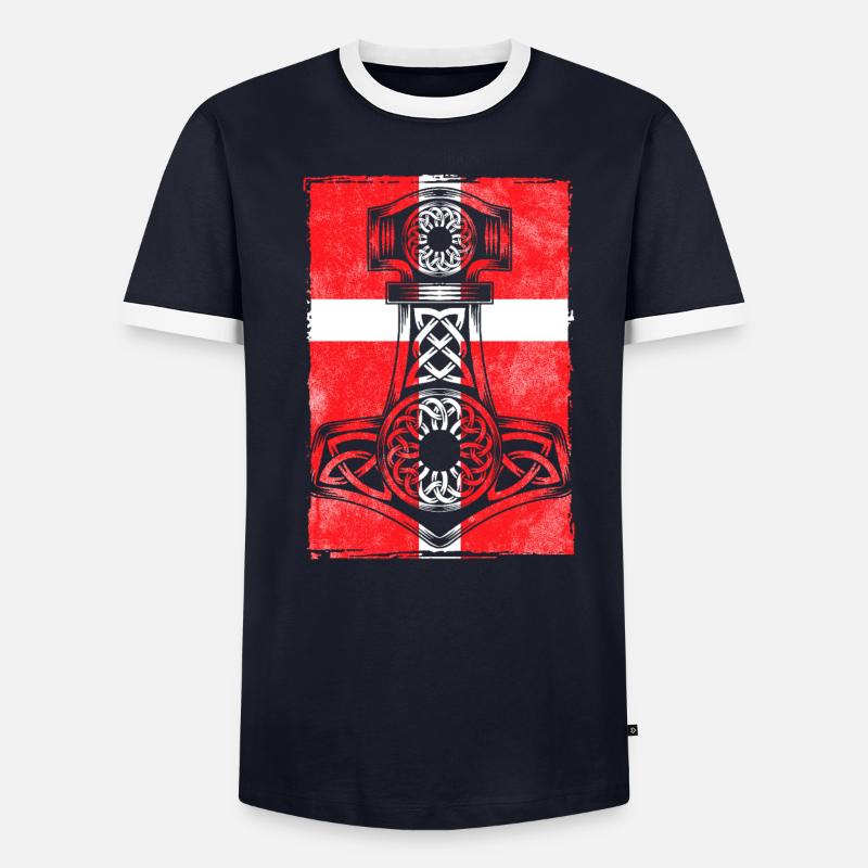 Drapeau du Danemark avec Mjölnir T-shirt contrasté Homme