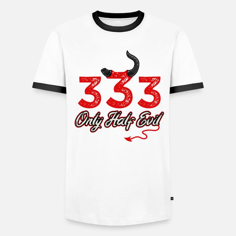 333 only half devil / Halber Teufel, Spruch Lustig Männer Kontrast-T-Shirt