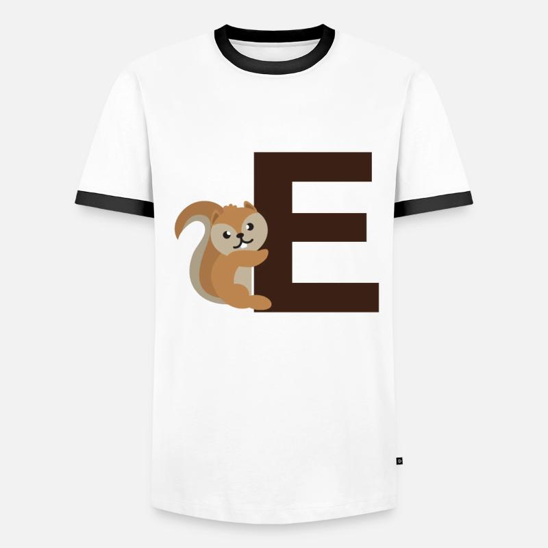 Ein E wie das Eichhörnchen das an dem E hängt Männer Kontrast-T-Shirt
