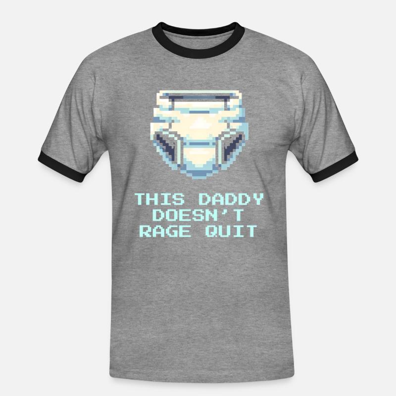 This daddy doesn't rage | Dad - Men's Ringer Shirt - heather grey/black