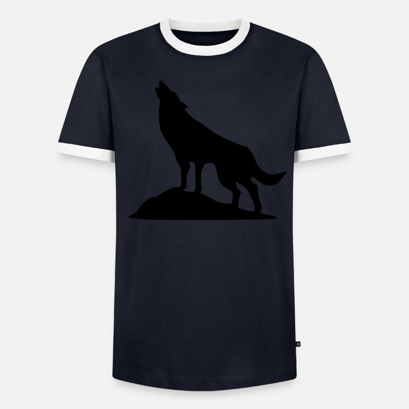 Wolf, Hund, Wolfshund Männer Kontrast-T-Shirt