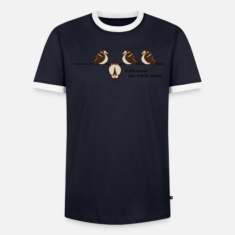 Spatz 'gegen den Strom' Männer Kontrast-T-Shirt