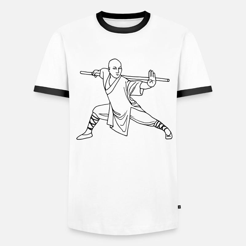 Kung Fu Shaolin Mönch Männer Kontrast-T-Shirt