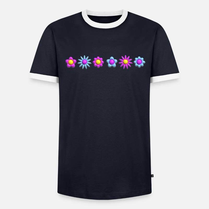 Fleurs en fleurs en rangée 3D T-shirt contrasté Homme