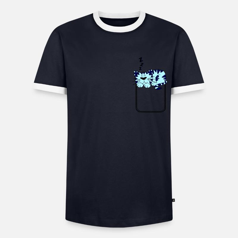 Conception de chats de poche poitrine T-shirt contrasté Homme