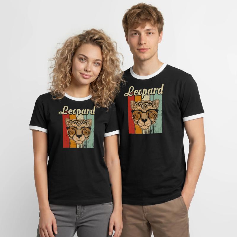 léopard T-shirt contrasté Homme