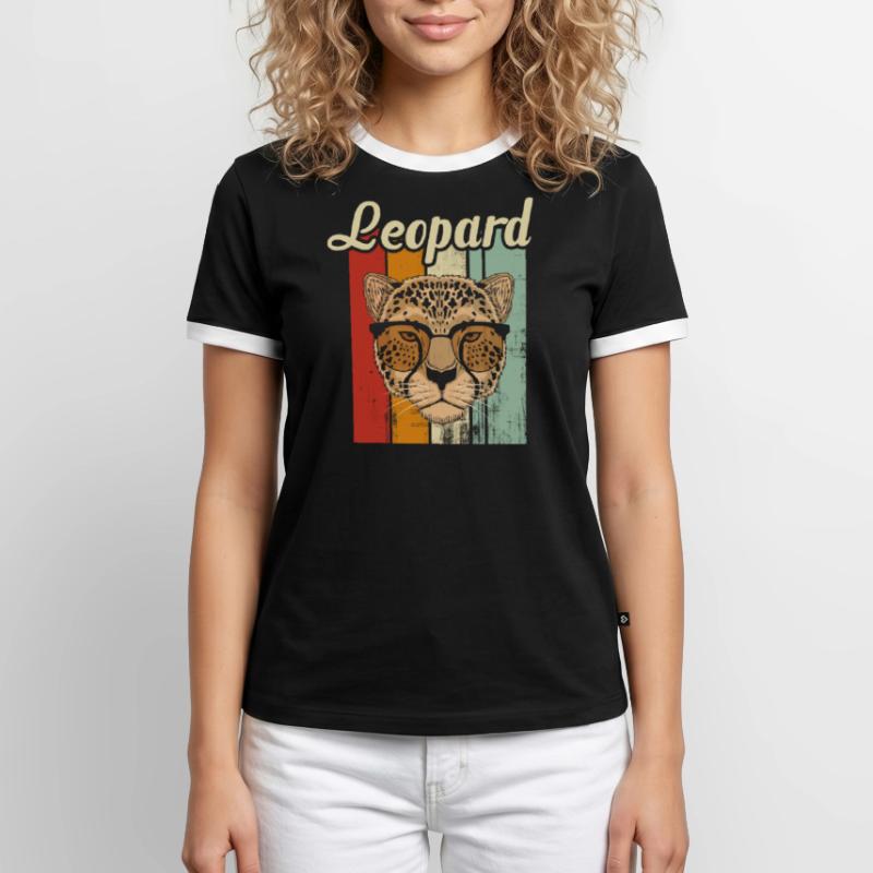 léopard T-shirt contrasté Homme