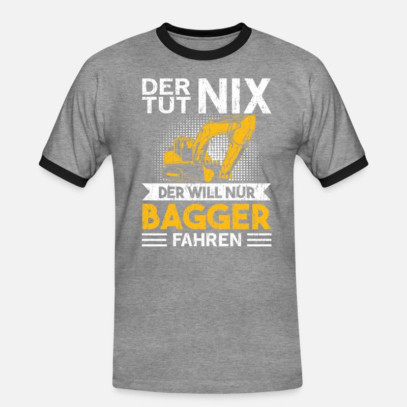 Baggerfahrer Baggerführer Geschenk - Männer Kontrast-T-Shirt - Grau meliert/Schwarz