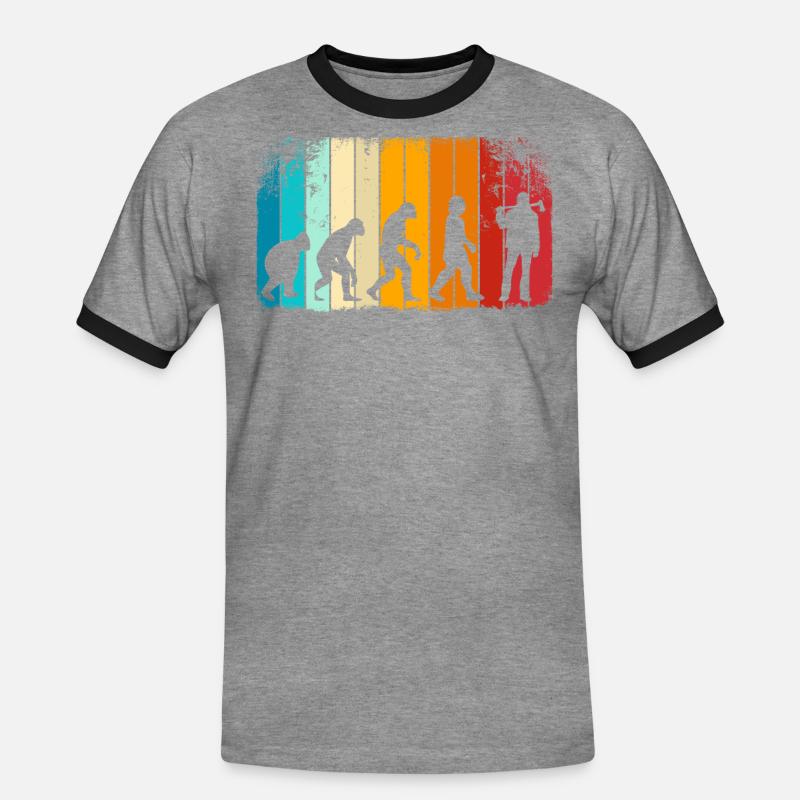 Retro Evolution Holzfäller - Holzhacker - Männer Kontrast-T-Shirt - Grau meliert/Schwarz