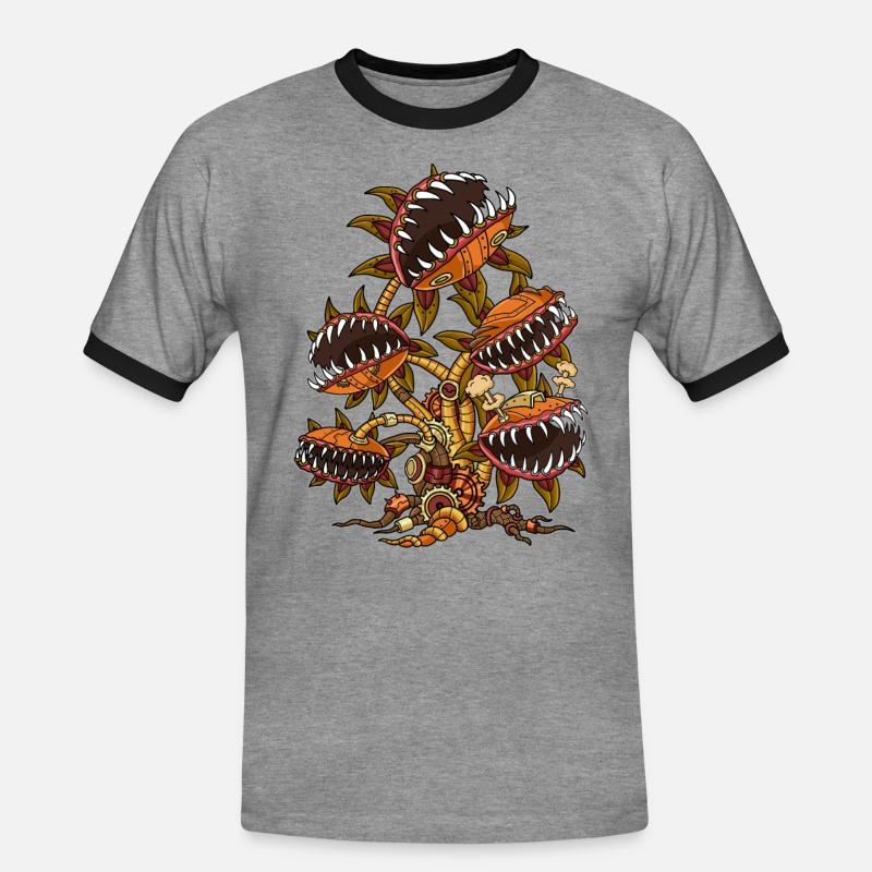 Carnivorous Venus Flytrap Steampunk - Men's Ringer Shirt - heather grey/black