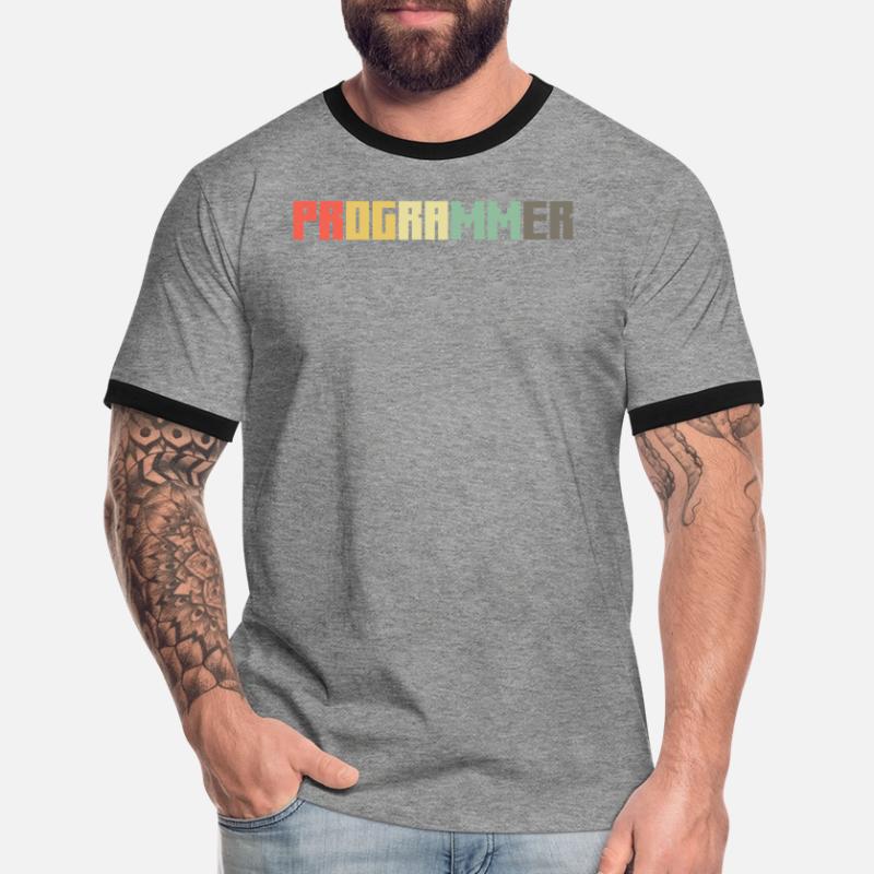 Vintage Programmer Coder Retro Developer Nerd Men's Ringer Shirt