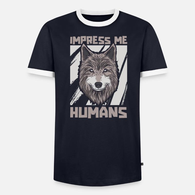 Wolf Männer Kontrast-T-Shirt