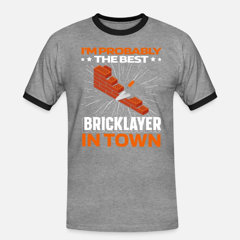 Masonry brick - Men's Ringer Shirt - heather grey/black