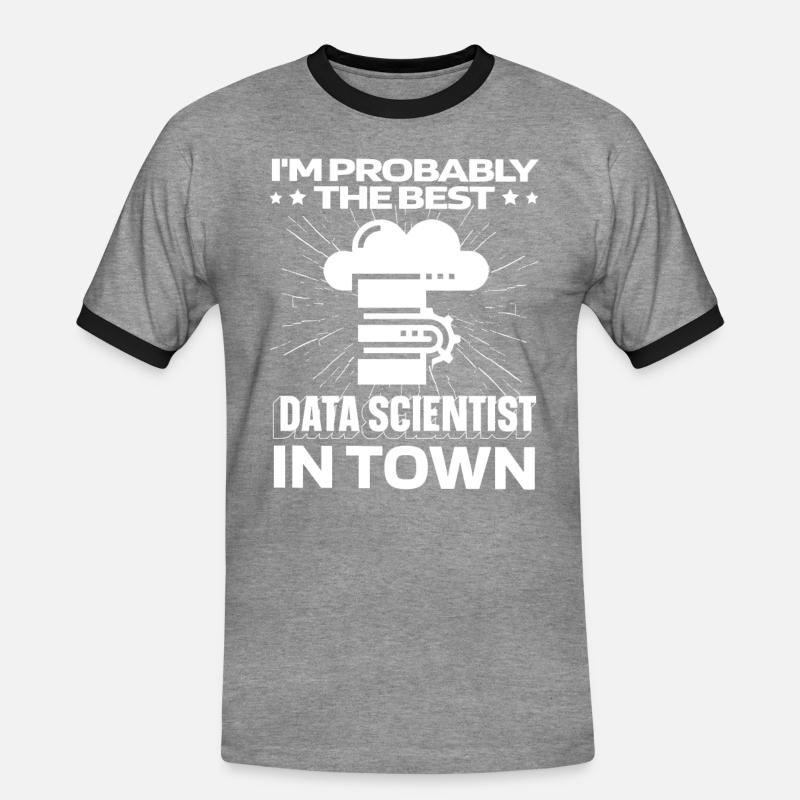 Data Science Data Analyst Server - Männer Kontrast-T-Shirt - Grau meliert/Schwarz