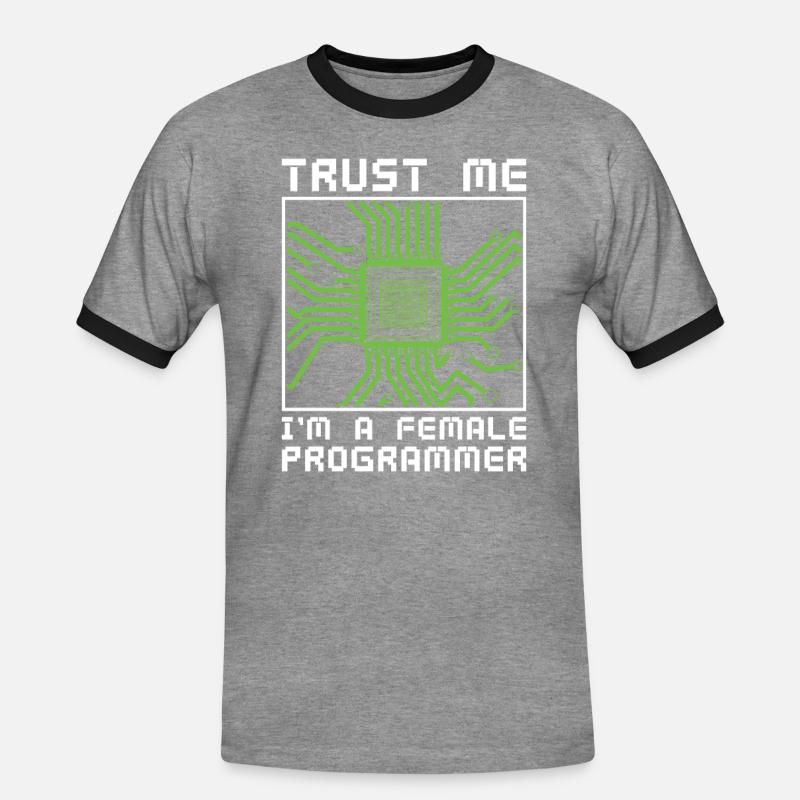 Developer Coder Programmer Microchip - Men's Ringer Shirt - heather grey/black