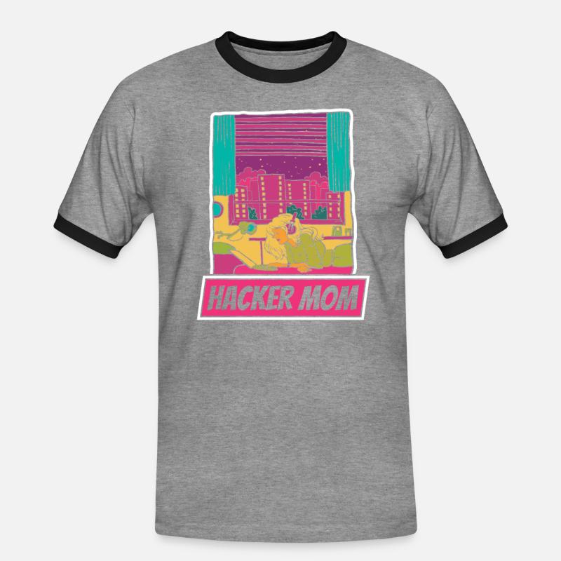 Développeur Coder Programmeur Mère - T-shirt contrasté Homme - gris chiné/noir