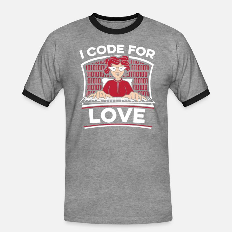 Entwickler Coder Programmierer Liebe - Männer Kontrast-T-Shirt - Grau meliert/Schwarz