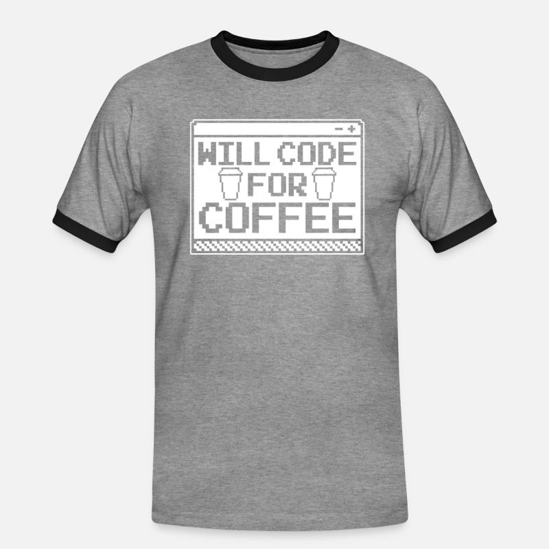 Entwickler Coder Programmierer Kaffee - Männer Kontrast-T-Shirt - Grau meliert/Schwarz