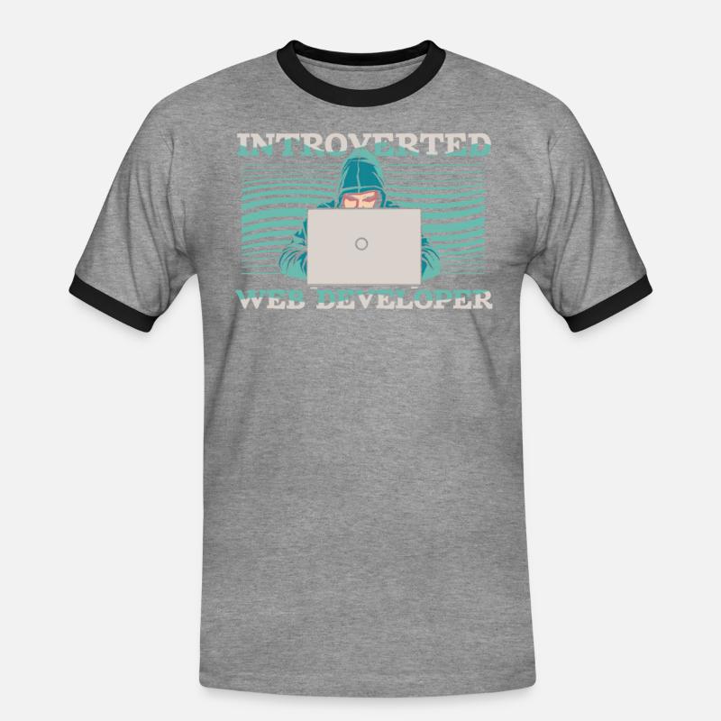 Web Developer Web Developer Introverts - Men's Ringer Shirt - heather grey/black