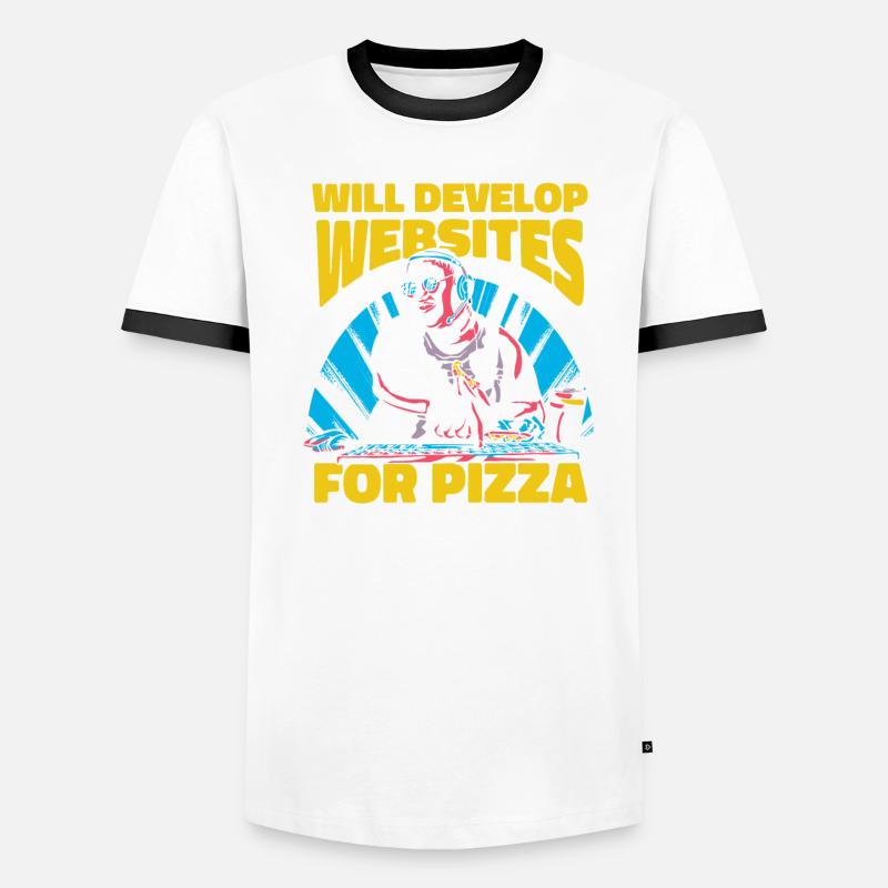 Web Entwickler Webdeveloper Pizza Männer Kontrast-T-Shirt