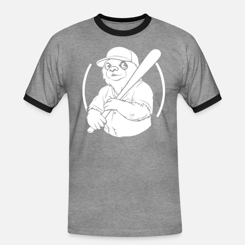 Faultier - Männer Kontrast-T-Shirt - Grau meliert/Schwarz